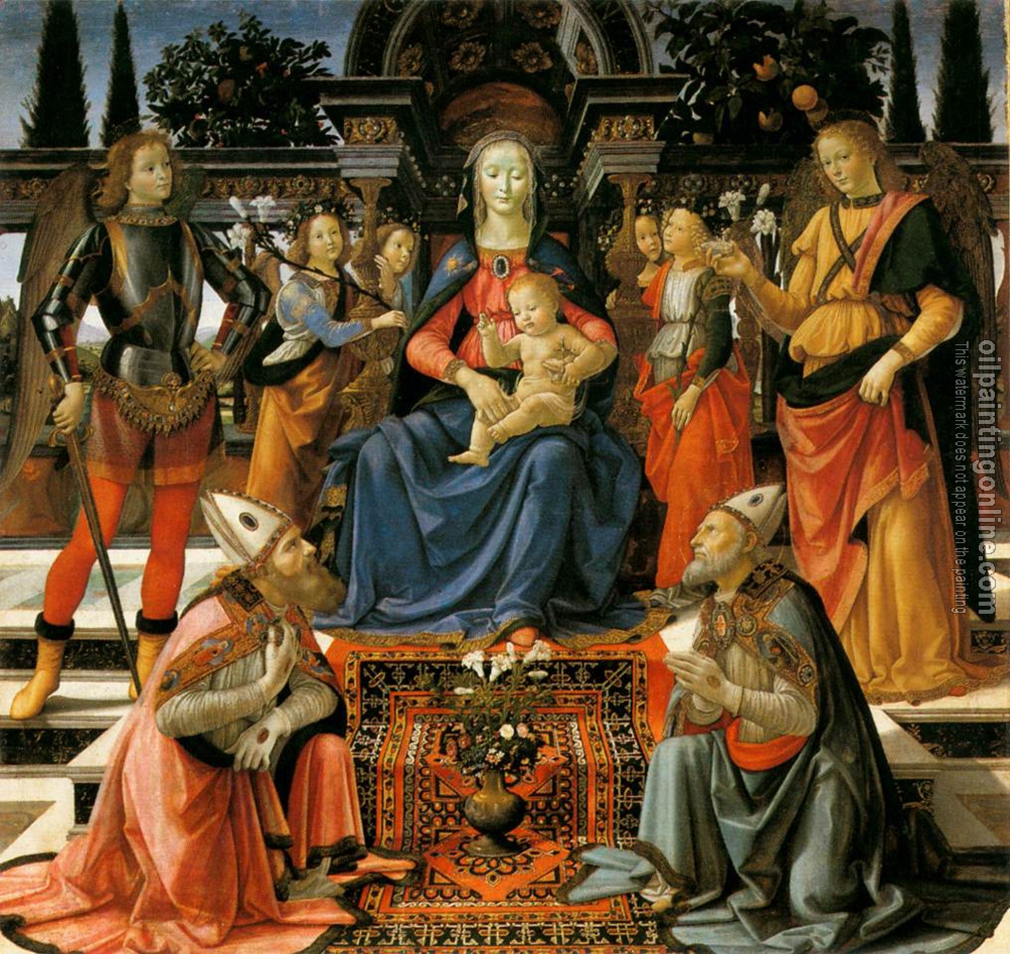 Ghirlandaio, Domenico - Madonna and Child Enthroned with Saints